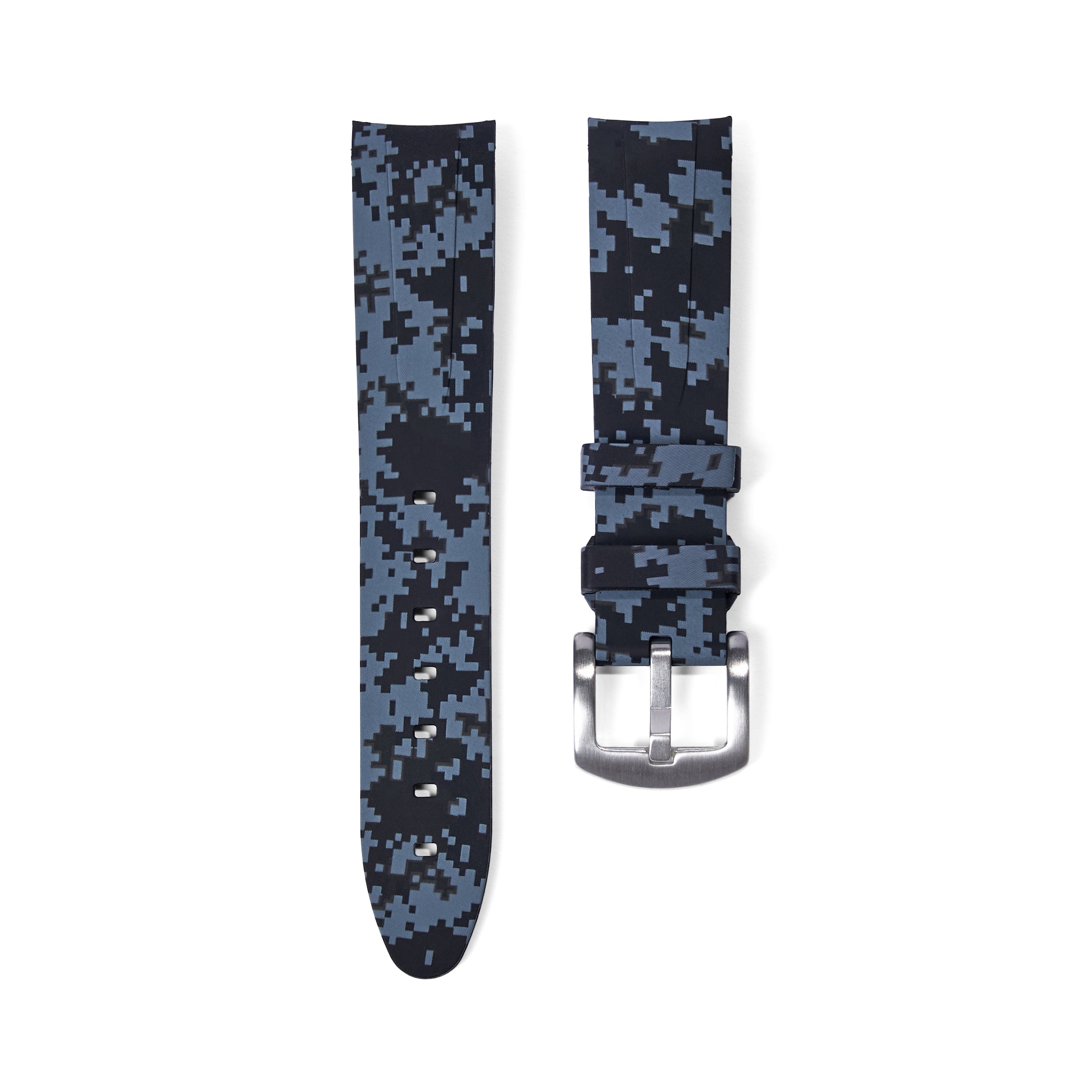 Rubber Camouflage Watch Strap 20mm Curved Ended Digi Camo Rubber