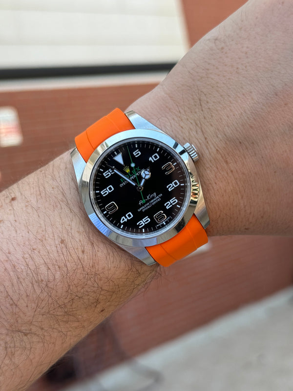 FKM Vulcanized orange Rubber strap for Rolex Deployant buckle