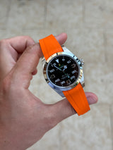 FKM Vulcanized orange Rubber strap for Rolex Deployant buckle