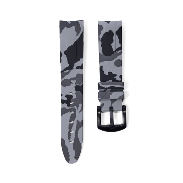 20mm Curved Ended Grey Camo Rubber Strap
