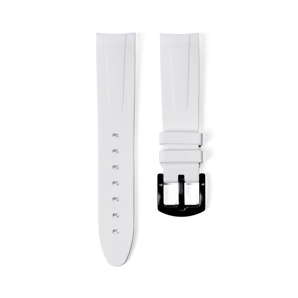 21mm Curved Ended White Rubber Strap