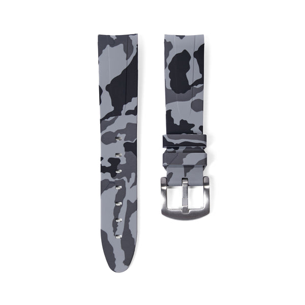 20mm Curved Ended Grey Camo Rubber Strap