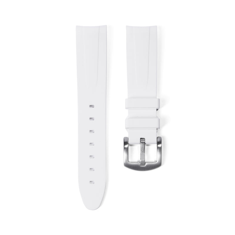 20mm Curved Ended White Rubber Strap