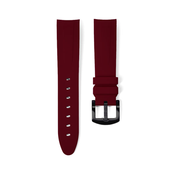 20mm Curved Ended Bordeaux Rubber Strap