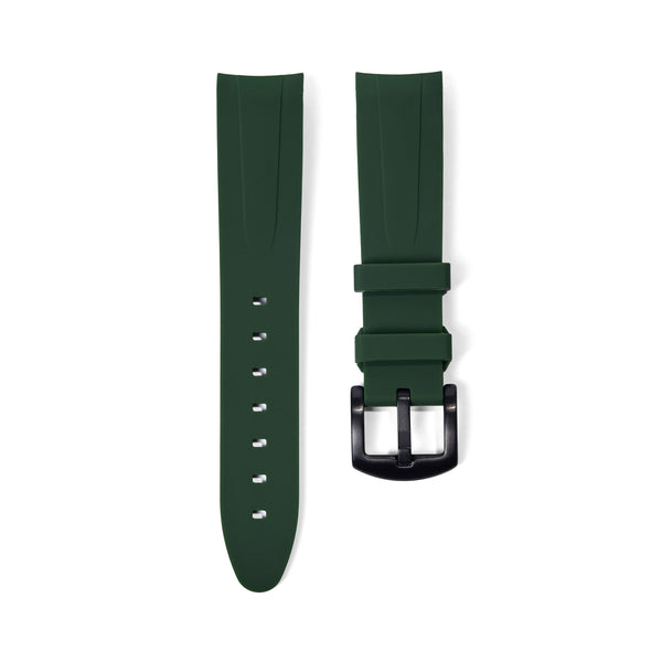 20mm Curved Ended Green Olive Rubber Strap
