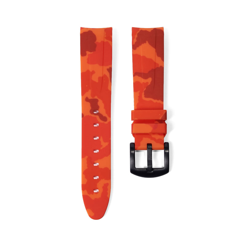 20mm Curved Ended Orange Camo Rubber Strap