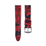 20mm Curved Ended Red Camo Rubber Strap