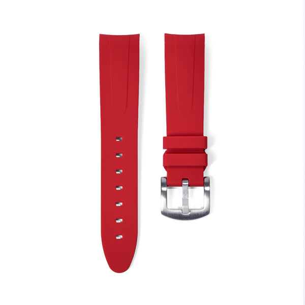 FKM Vulcanized Red curved ended strap for Rolex OP41 & DJ41